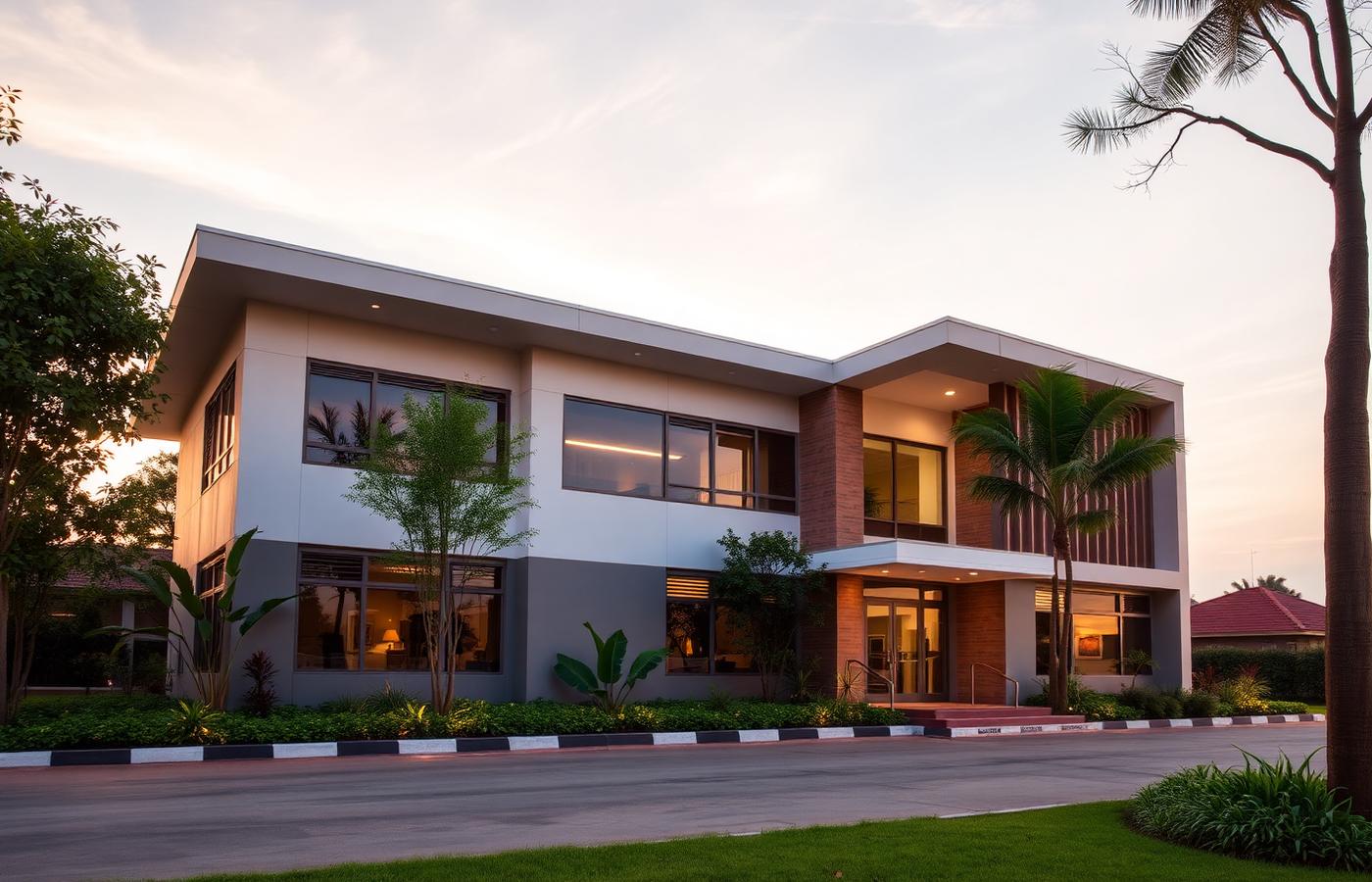 Clinic exterior at golden hour